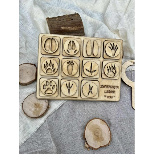 Zestaw trzech układanek- tropy zwierząt leśnych